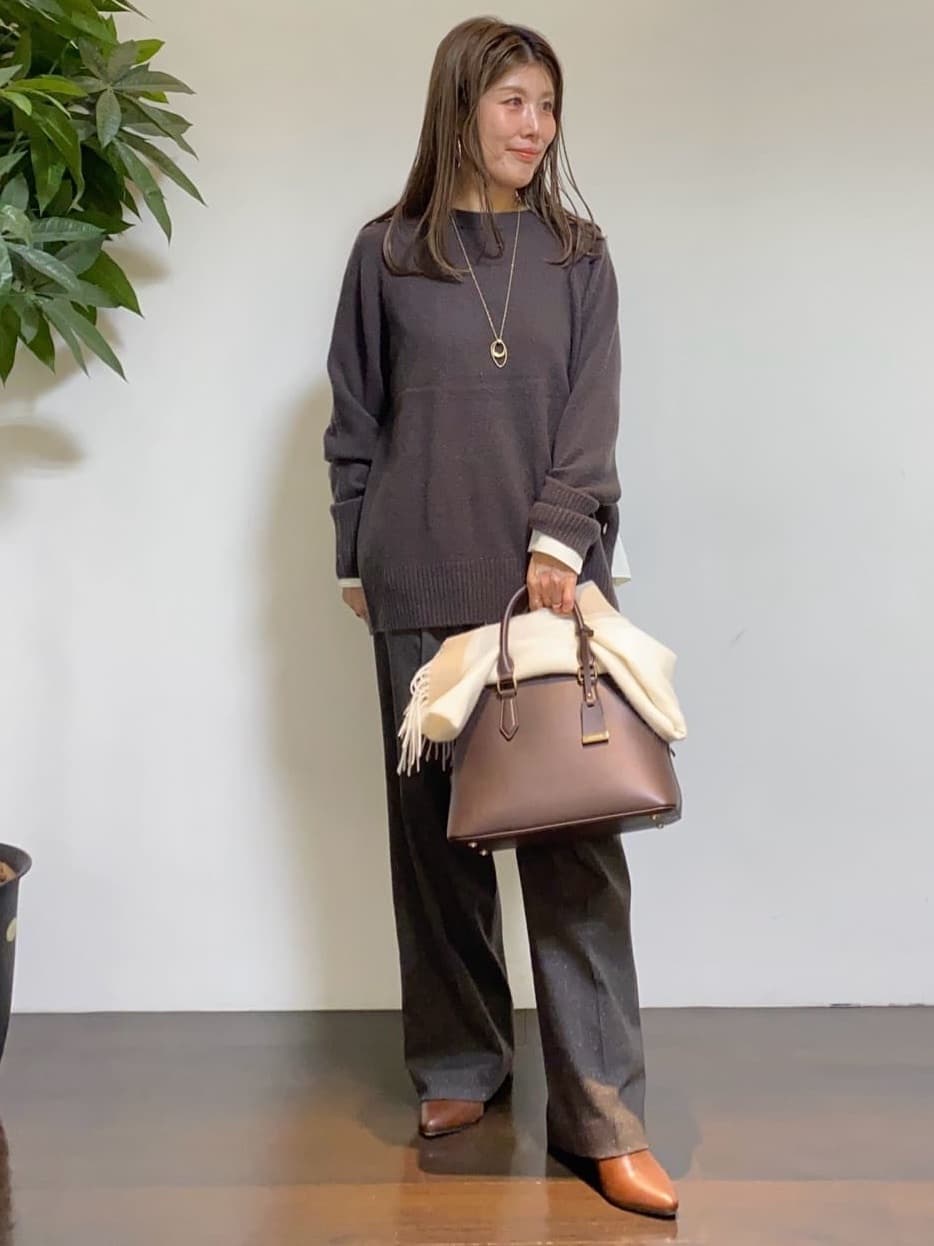 tomoさんの「UNTITLED｜【日本製／通勤／フォーマル】カシミヤ混ノーカラーコート」を使ったコーディネート