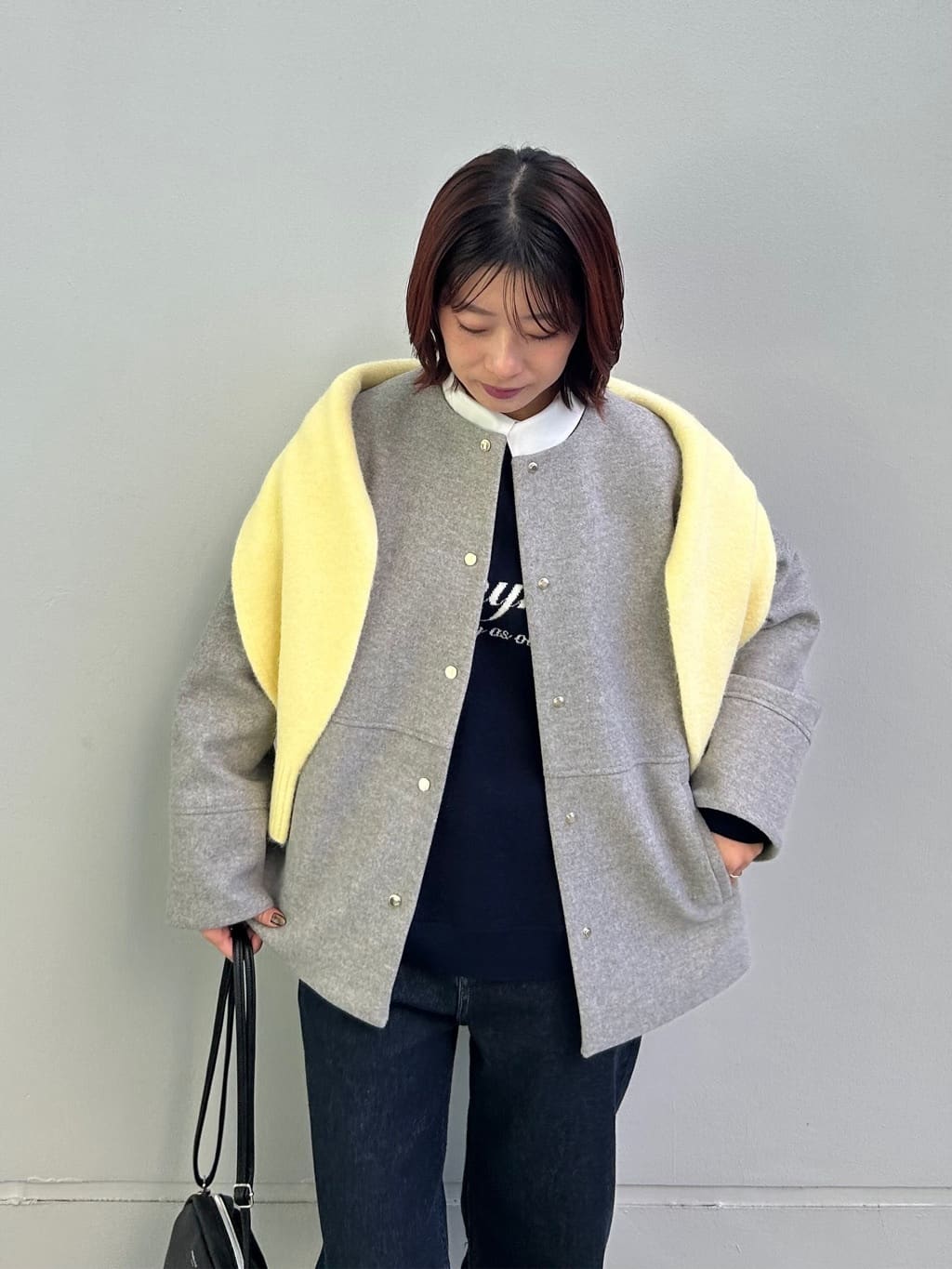 RINAさんの「OPAQUE.CLIP｜ウールライクメルトンノーカラーコート【洗濯機洗い可】」を使ったコーディネート
