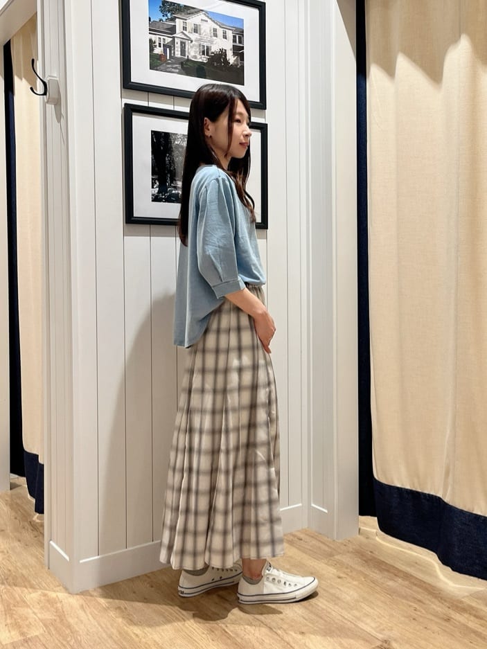 mihoさんの「Dessin｜【洗える】インディゴ天竺デニム調カットソー」を使ったコーディネート