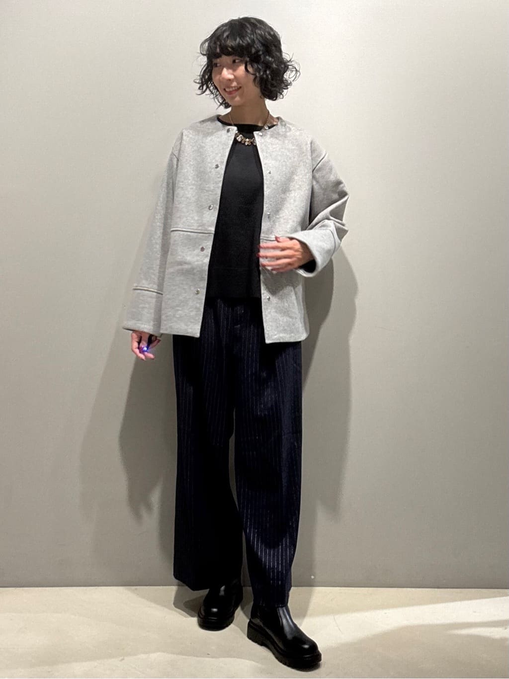 naoさんの「OPAQUE.CLIP｜ウールライクメルトンノーカラーコート【洗濯機洗い可】」を使ったコーディネート
