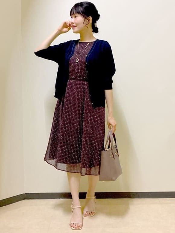  beni_gingerさんの「Reflect｜【WEB先行カラーあり／マシンウォッシュ可／ナローベルト付き】オフボディツイードチェックワンピース」を使ったコーディネート