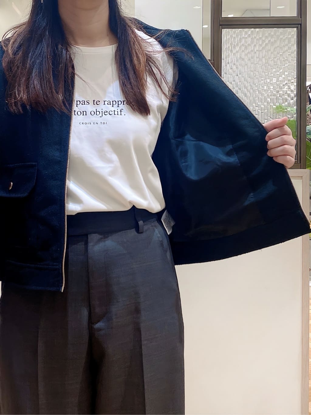 yayoiさんの「grove｜カジュアルに羽織れる、大人のツイードトラックジャケット」を使ったコーディネート