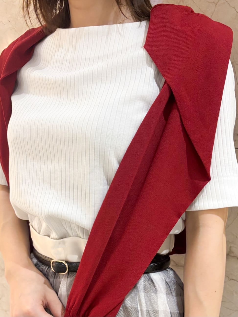 hさんの「index｜チュールラメチェックフレアスカート【洗濯機洗い可／防シワ】」を使ったコーディネート