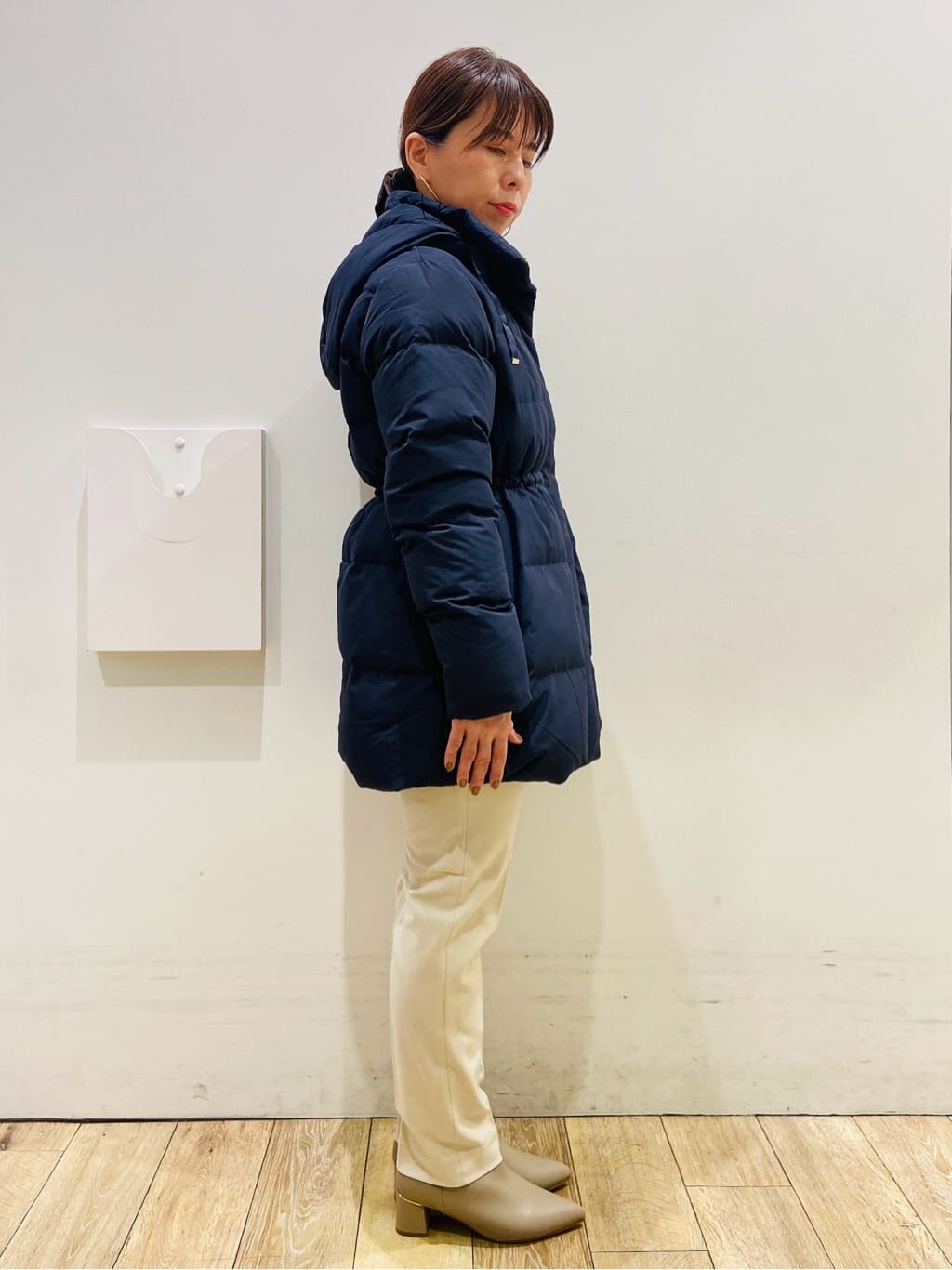YUKOさんの「index｜KAWADAダウンドロストミドルコート【撥水／洗濯機OK／2WAY／静電気防止裏地】《XS～3L》」を使ったコーディネート