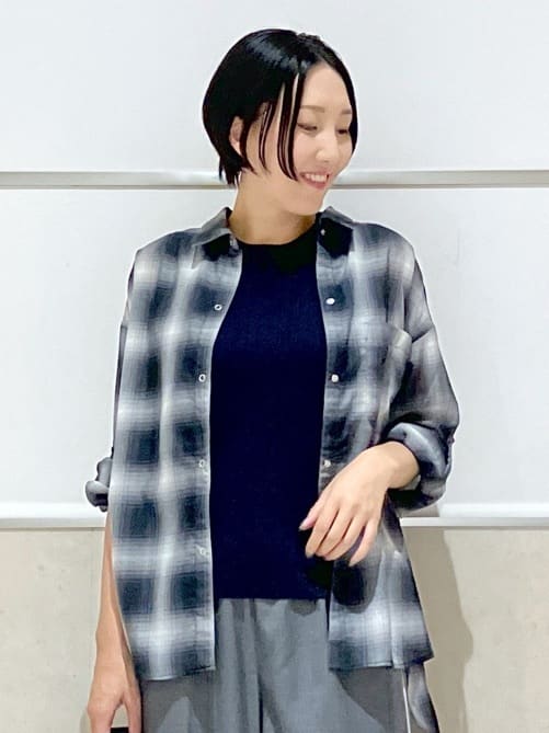 eriko さんの「Dessin｜【洗える】シアーオンブレーチェックシャツ」を使ったコーディネート