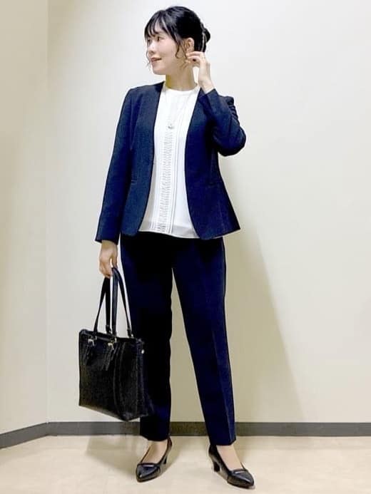  beni_gingerさんの「Reflect｜【SS-4Lサイズ／通勤／セットアップ可】ノーカラージャケット」を使ったコーディネート