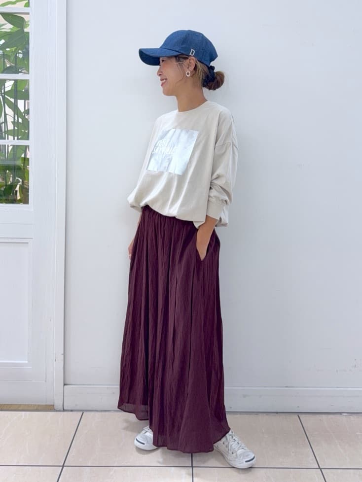 Osawaさんの「Dessin｜【洗える】箔プリントロングTシャツ」を使ったコーディネート