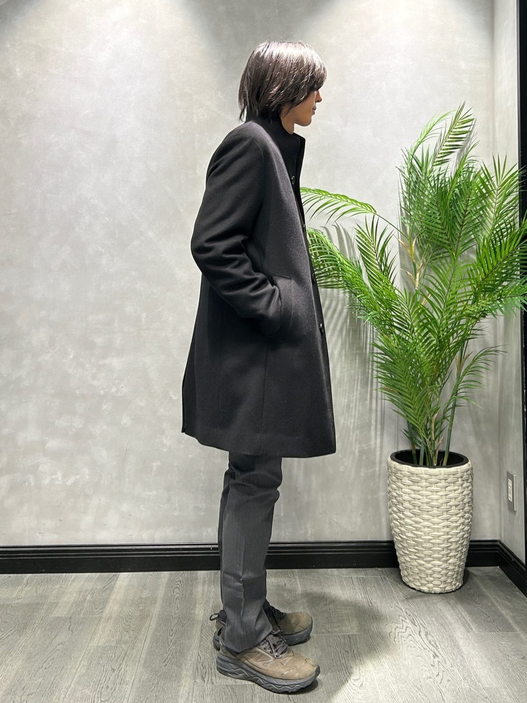 ruiさんの「TAKEO KIKUCHI｜【ウールカシミヤブレンド】ビーバー調 スタンドカラー コート」を使ったコーディネート