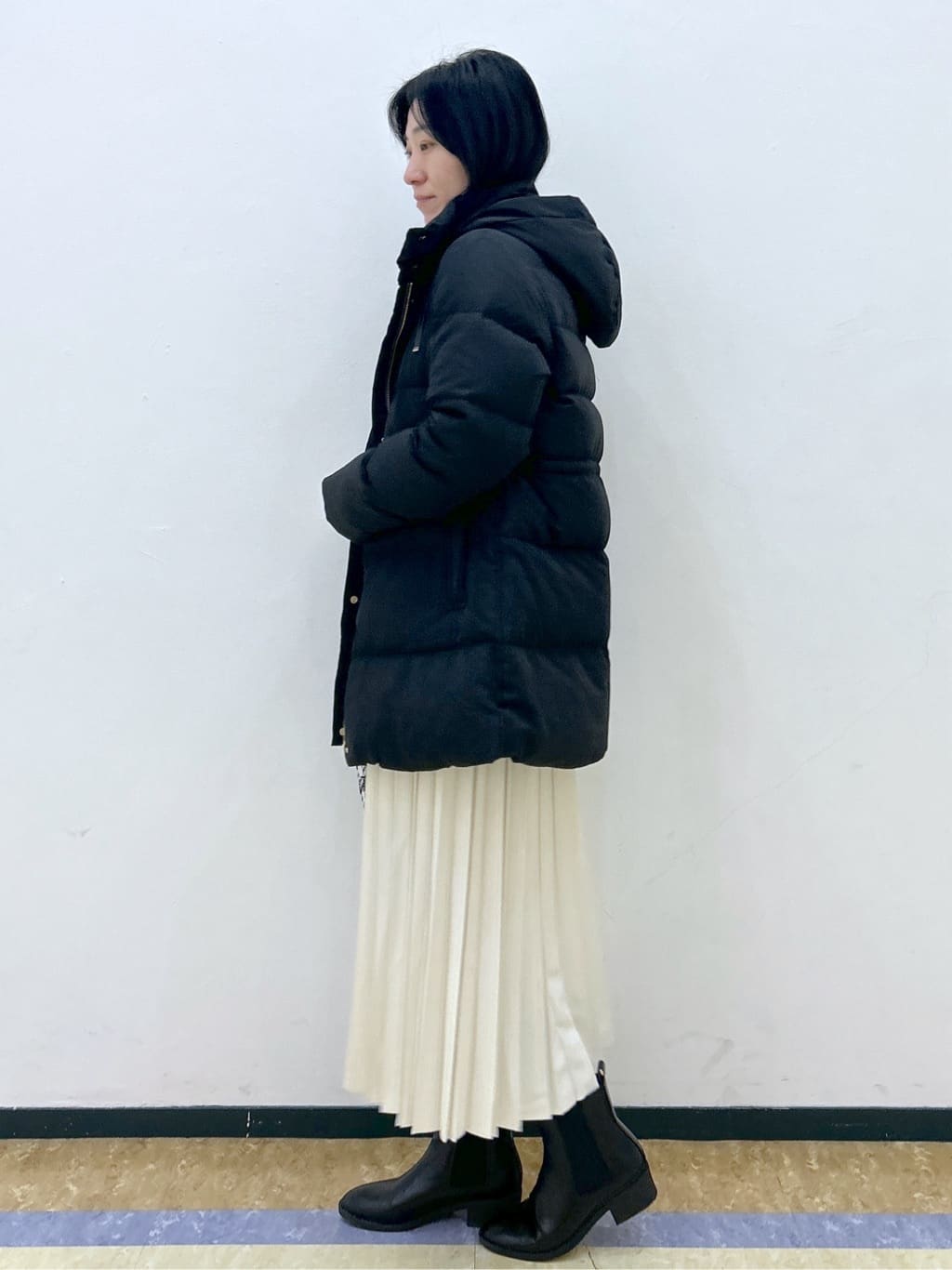 su.さんの「index｜KAWADAダウンドロストミドルコート【撥水／洗濯機OK／2WAY／静電気防止裏地】《XS～3L》」を使ったコーディネート
