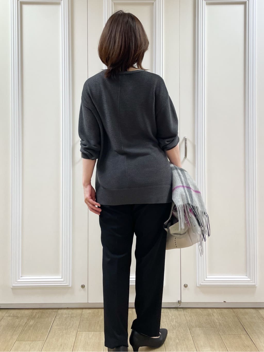 めいさんの「Reflect｜【パンツ合わせにぴったり◎】ゆったりオフボディニット」を使ったコーディネート