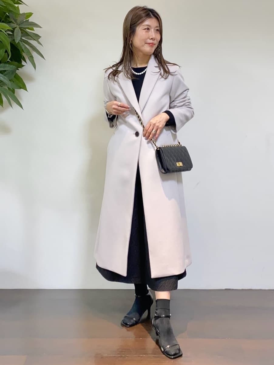 tomoさんの「UNTITLED｜【大人フェミニン/トレンド】ニット&times;ジャカード ドッキングワンピース」を使ったコーディネート