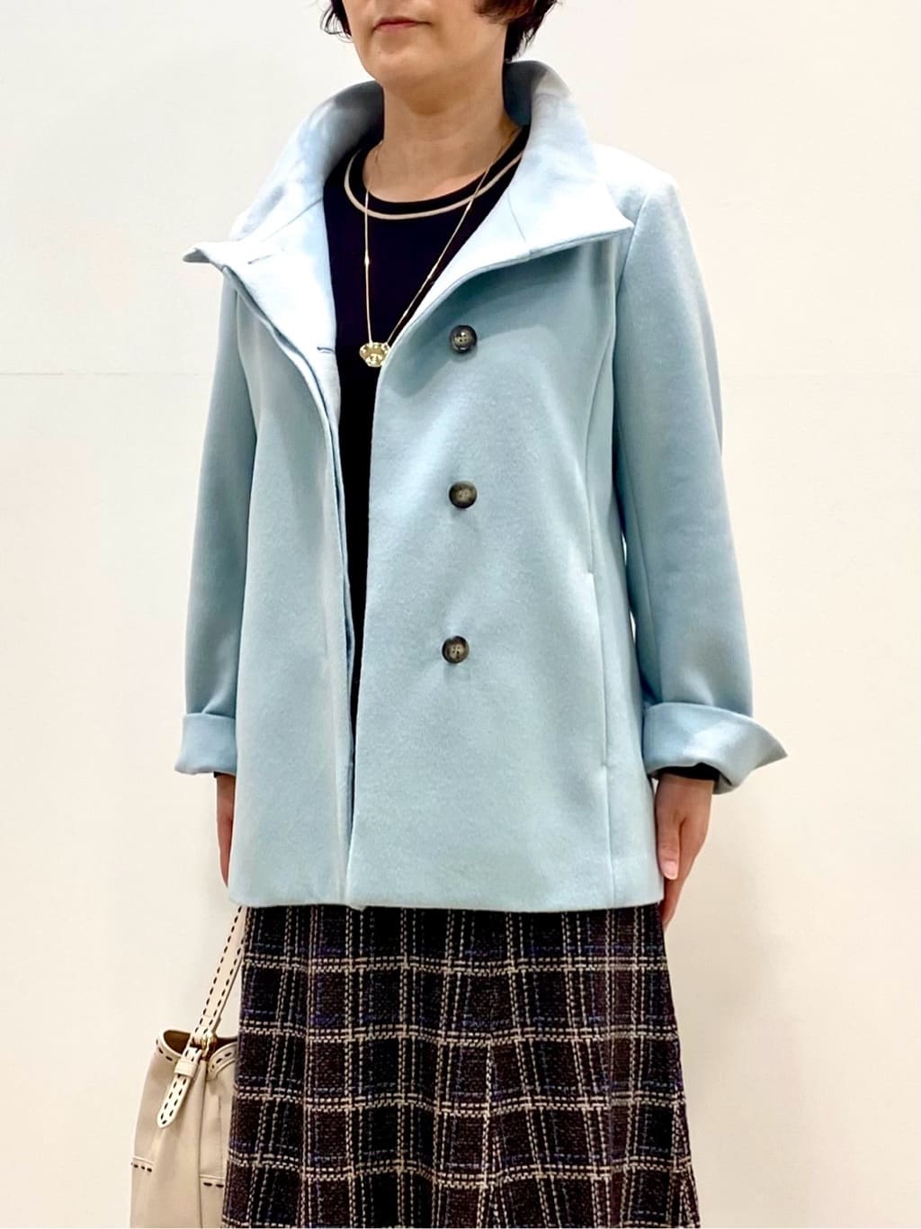 oharaさんの「Reflect｜【SS-4Lサイズ／衿が顔に当たらない◎】スタンドネックミドルコート」を使ったコーディネート