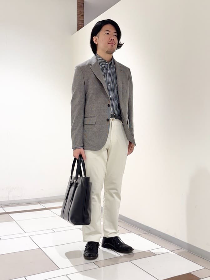 及川さんの「TAKEO KIKUCHI｜ピンジャージ 千鳥 ジャケット」を使ったコーディネート