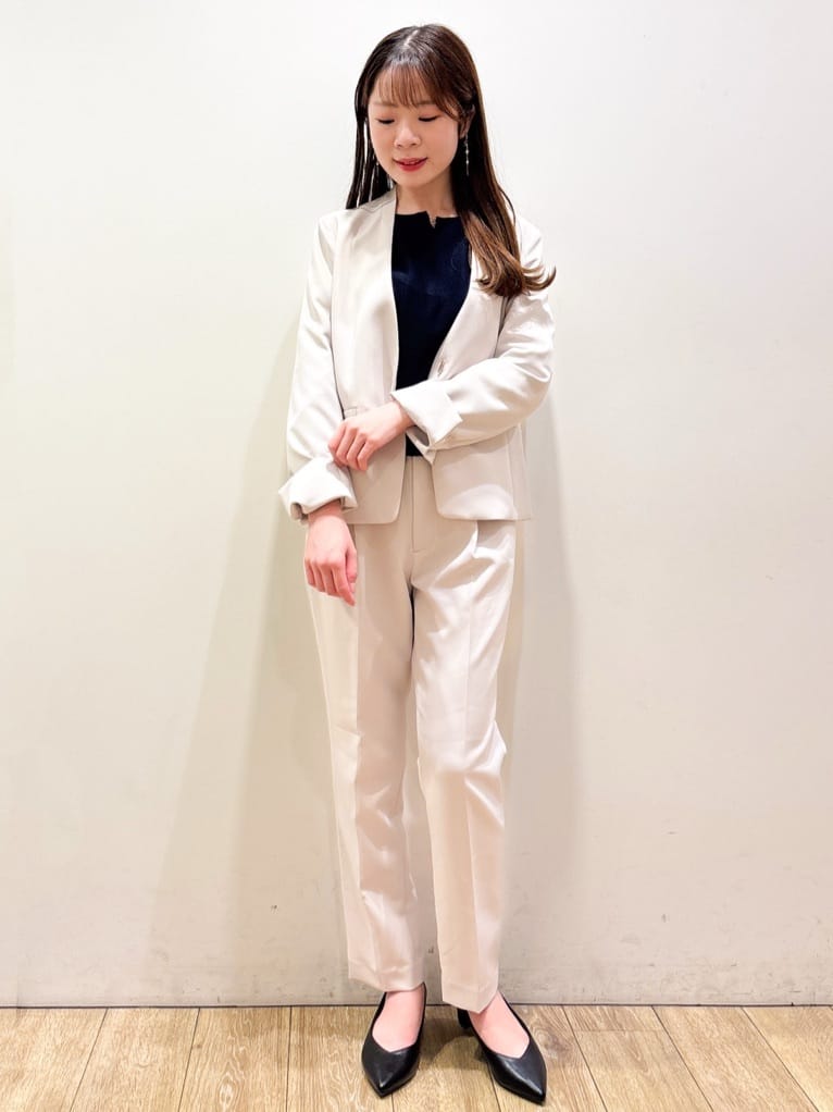 ayaさんの「index｜ストレッチノーカラージャケット／セットアップ対応【洗濯機洗い可／イージーアイロン／防シワ】」を使ったコーディネート
