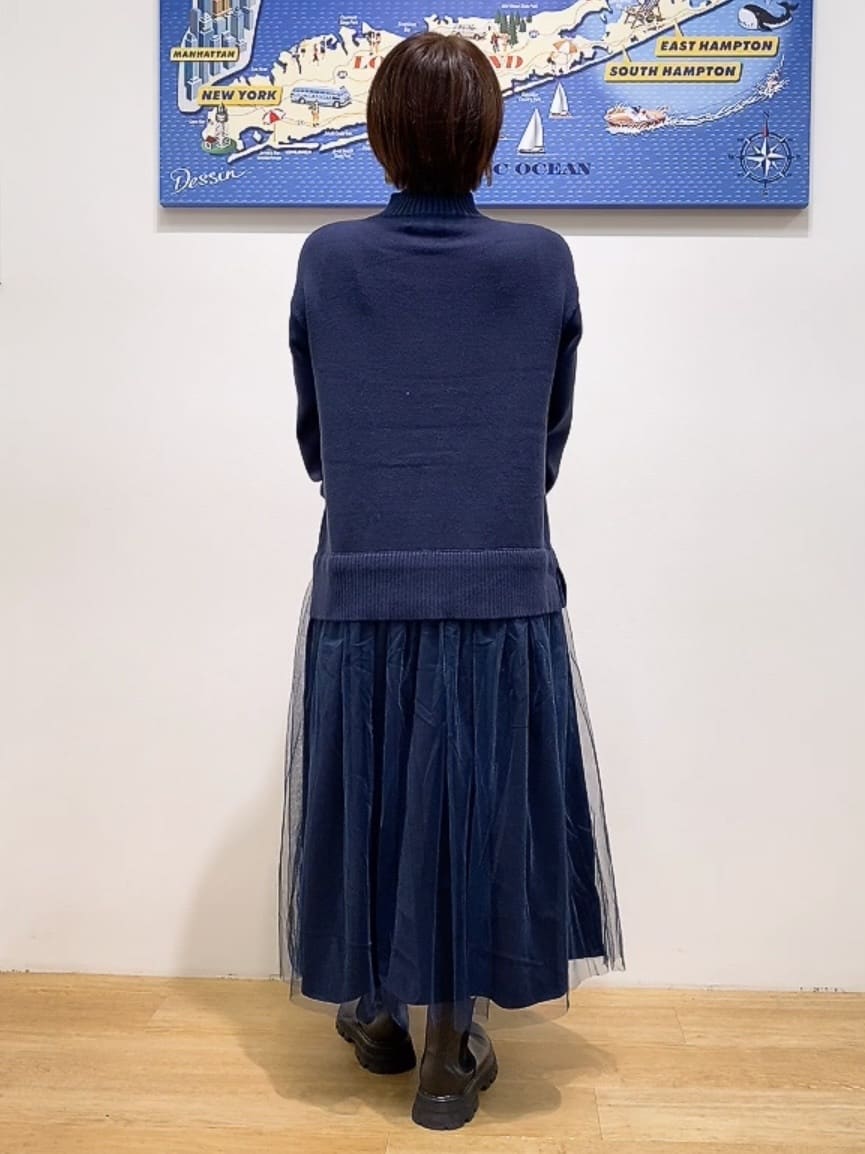 Hamaさんの「Dessin｜【洗える】ニットチュールドッキングワンピース」を使ったコーディネート
