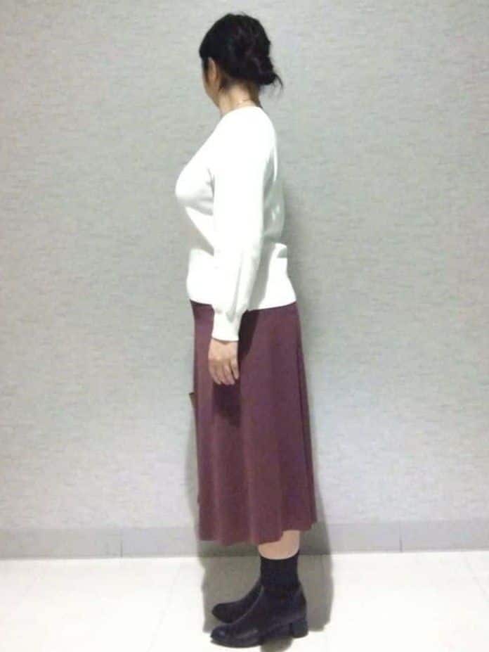 sakoさんの「Reflect｜【選べる8色／スカートにもパンツにも◎】ウール混ボートネックニット」を使ったコーディネート
