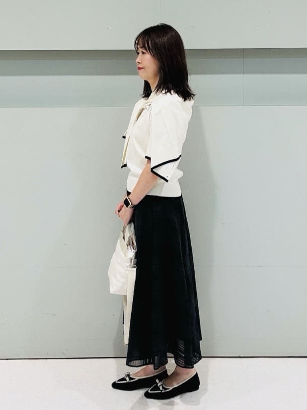makiさんの「UNTITLED｜【アンサンブル可/薄手/洗える】5分袖クルーニット」を使ったコーディネート