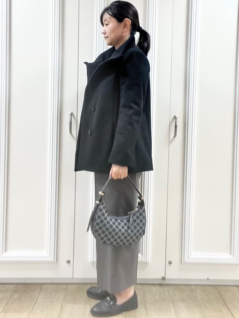 KAOさんの「Reflect｜【SS-4Lサイズ／衿が顔に当たらない◎】スタンドネックミドルコート」を使ったコーディネート