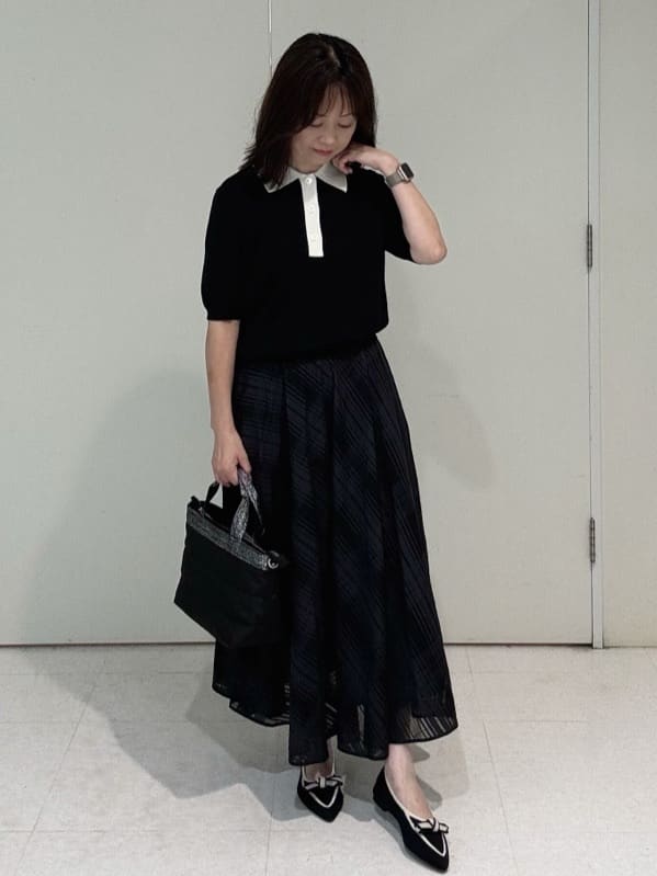 makiさんの「UNTITLED｜【トレンド/きれいめ】5分袖ポロニット」を使ったコーディネート