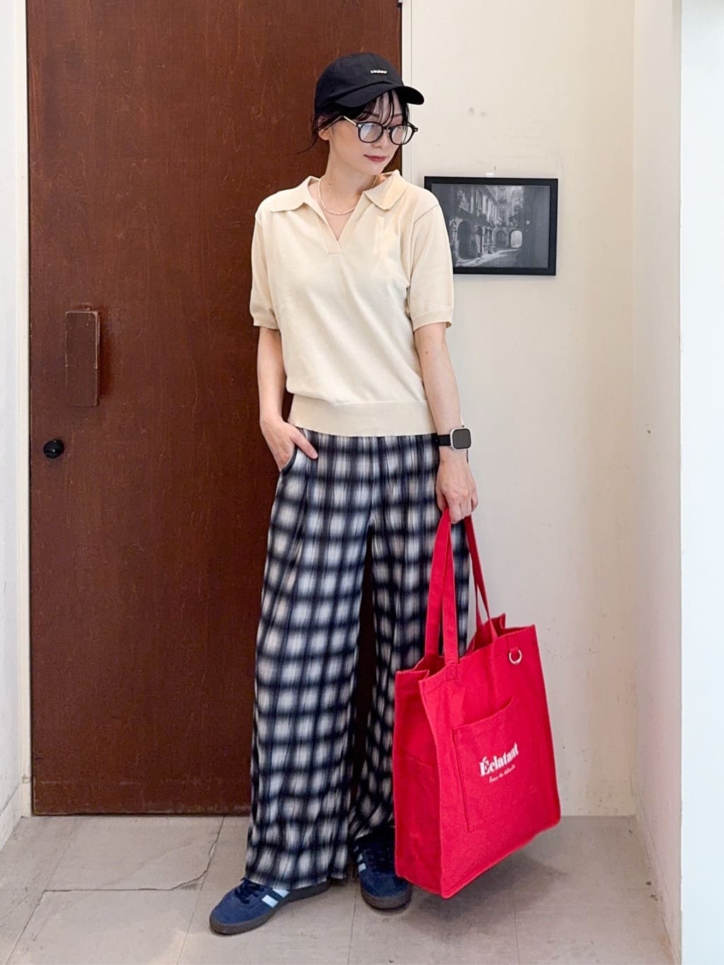 𝐇𝐢𝐫𝐨𝐦𝐢さんの「SHOO･LA･RUE｜【S-LL/洗える】大人の抜け感 スキッパーニット」を使ったコーディネート