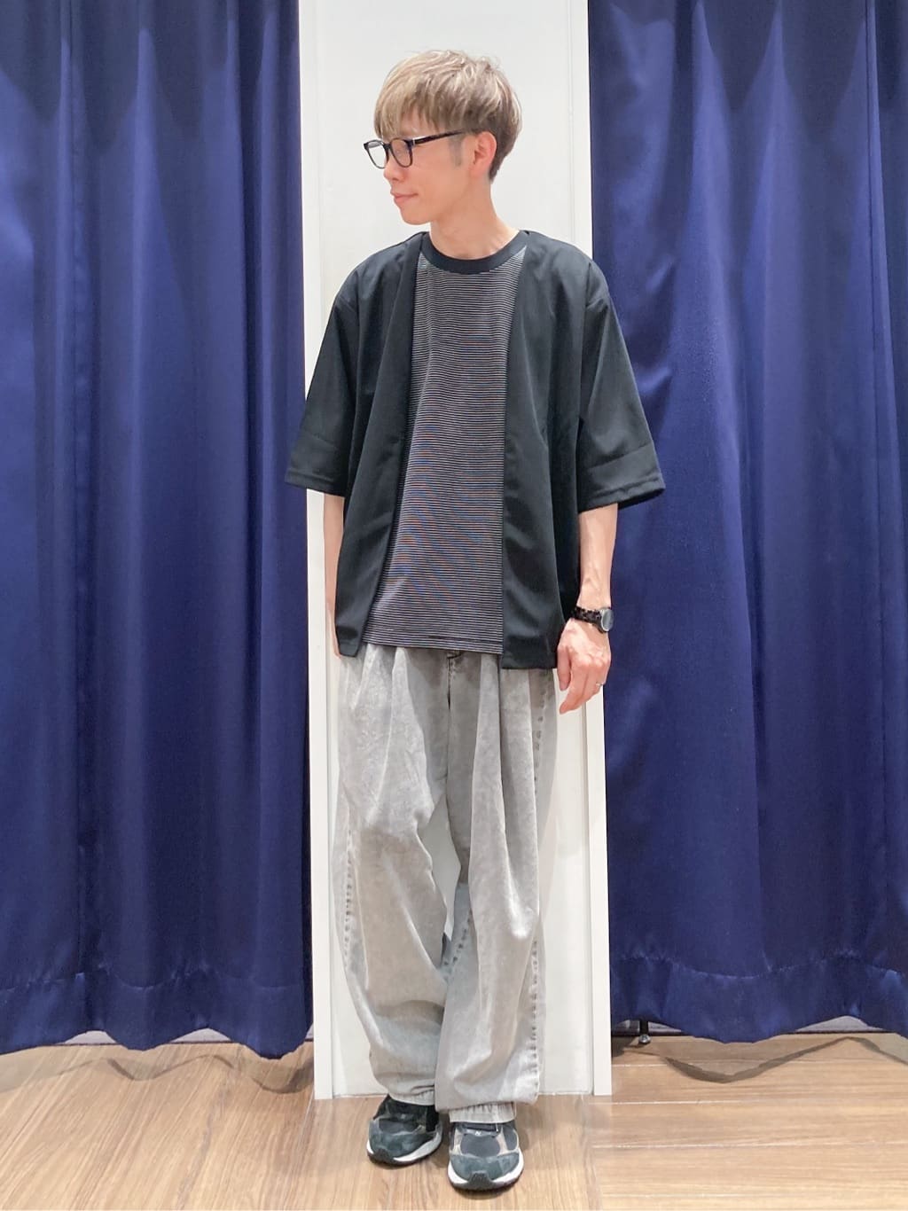 つーじーさんの「THE SHOP TK｜五分袖カーディガン+半袖Tシャツセットアイテム 洗濯機OK」を使ったコーディネート