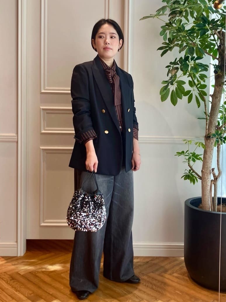konominさんの「DRESSTERIOR｜ヴィンテージ加工ワイドデニムパンツ」を使ったコーディネート