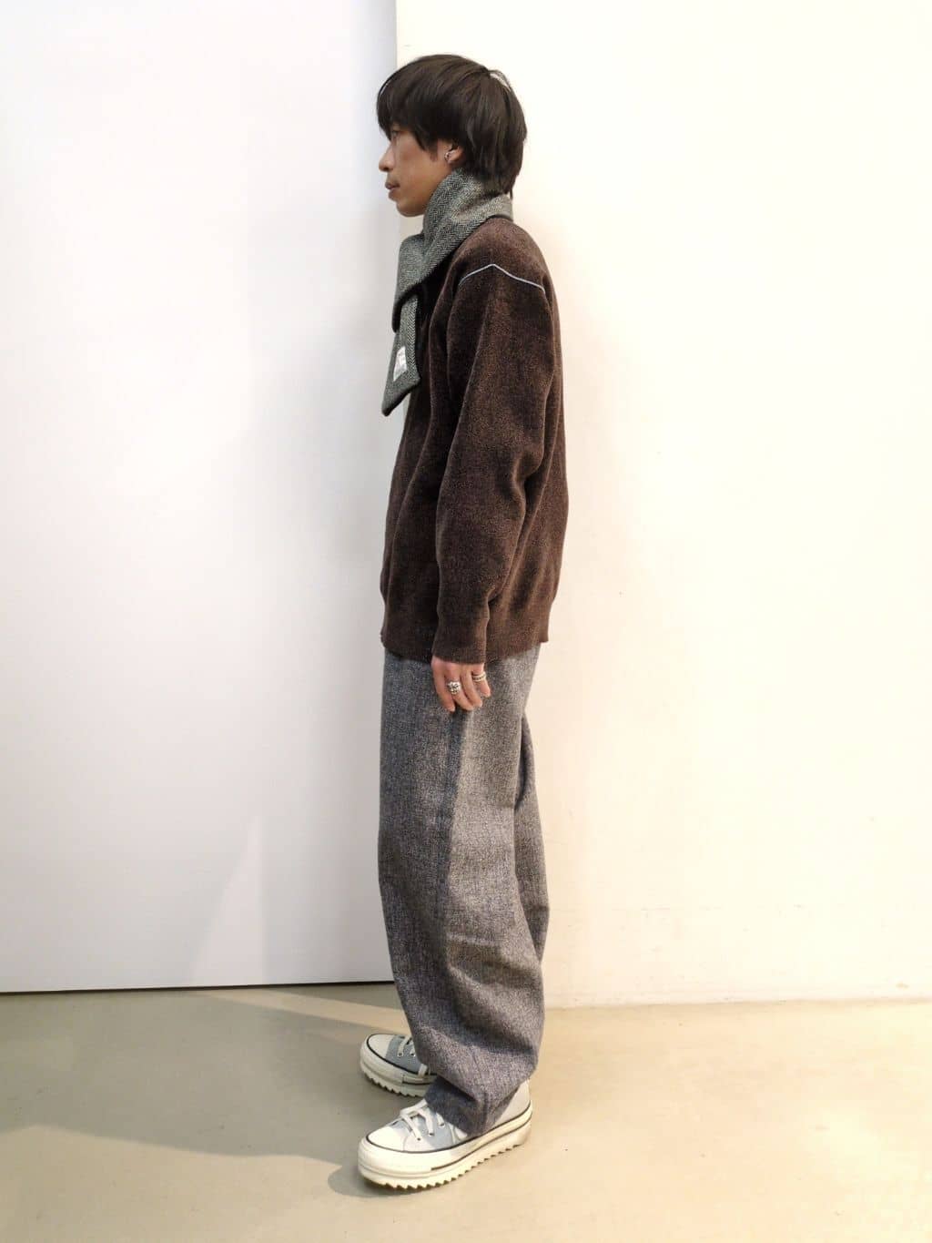 takeさんの「THE SHOP TK｜【包み込まれるような柔らかさ】配色モールニット 洗濯機OK」を使ったコーディネート