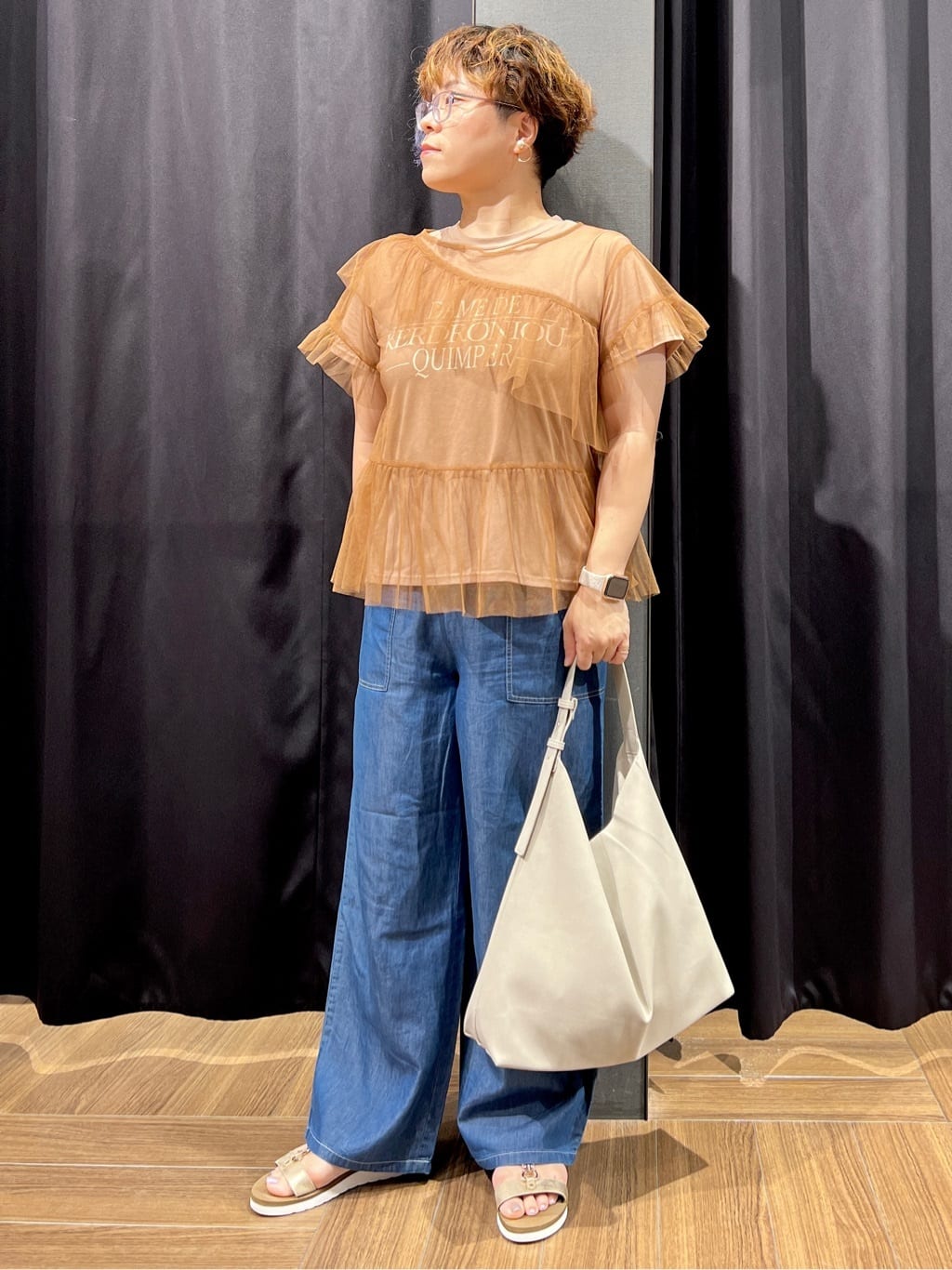 OKMKさんの「THE SHOP TK｜【セットアイテム】チュール&times;ロゴTシャツ/洗える」を使ったコーディネート