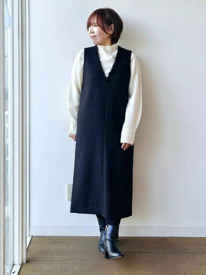 やじまさんの「UNTITLED｜【8色展開/洗える】ウールカシミヤ ハイネックニット」を使ったコーディネート