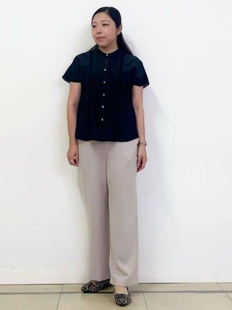 chisaさんの「Reflect｜【接触冷感／マシンウォッシュ可／ウエスト総ゴム】ワイドシルエットパンツ」を使ったコーディネート