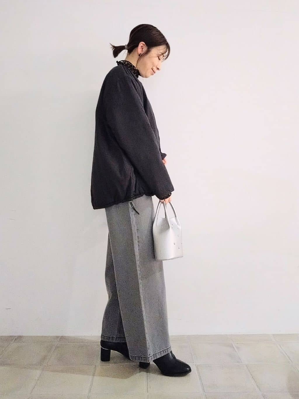 miomioさんの「SHOO･LA･RUE｜【洗濯機可/撥水/リバーシブル】 ノーカラー中綿ブルゾン」を使ったコーディネート