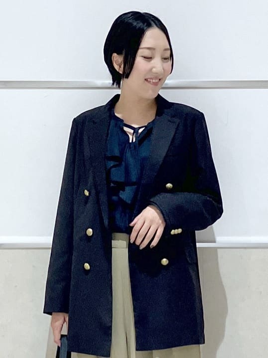 eriko さんの「Dessin｜【セットアップ可・洗える】ダブルタックワイドパンツ」を使ったコーディネート
