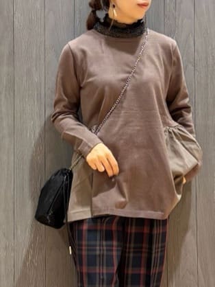meiさんの「SHOO･LA･RUE｜【洗濯機可/S-LL/体型カバー】異素材きりかえ Aラインニット」を使ったコーディネート