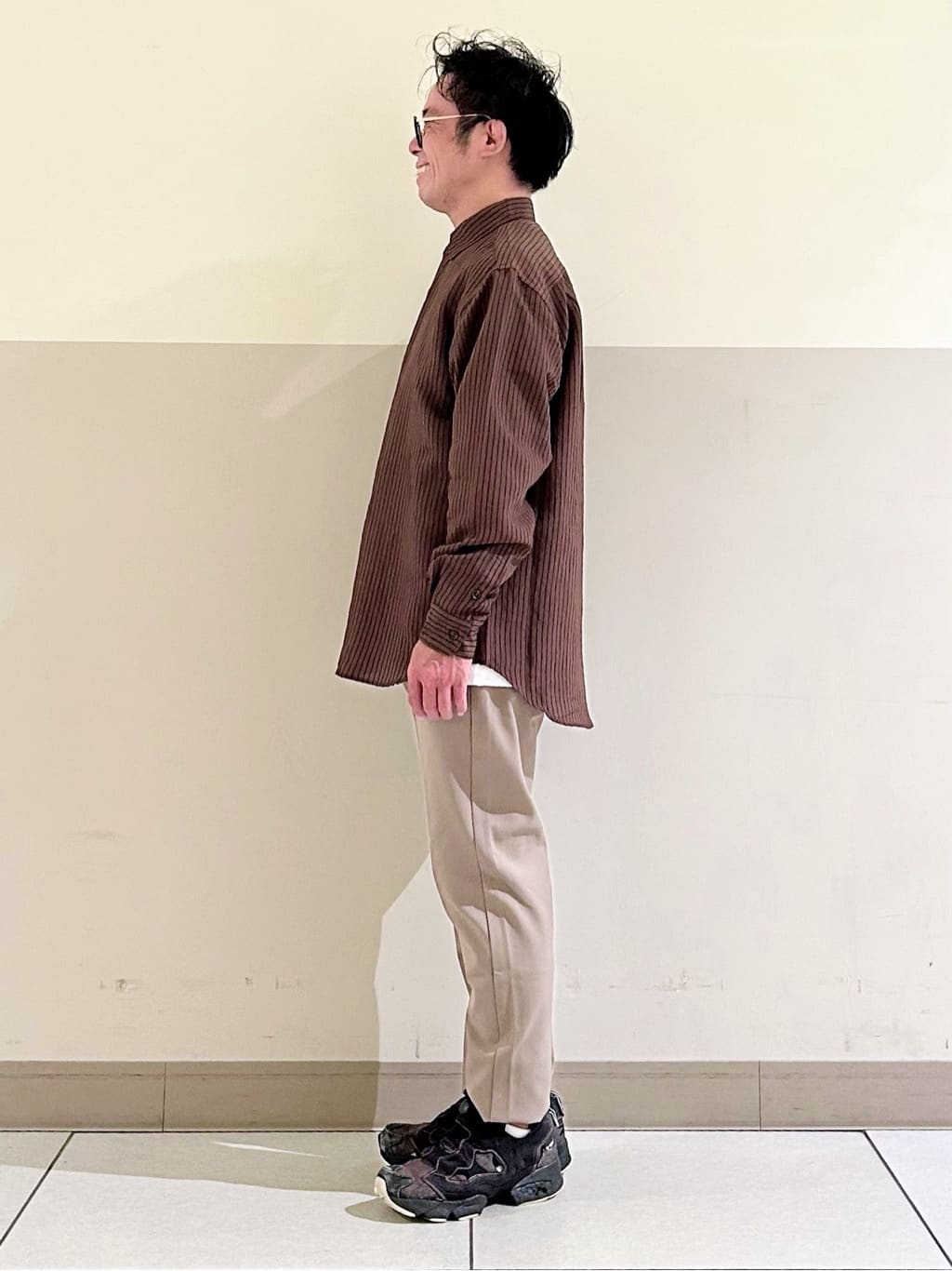 KENJI Iさんの「THE SHOP TK｜チェック＆ストライプ アソート長袖シャツ【洗濯機OK】」を使ったコーディネート