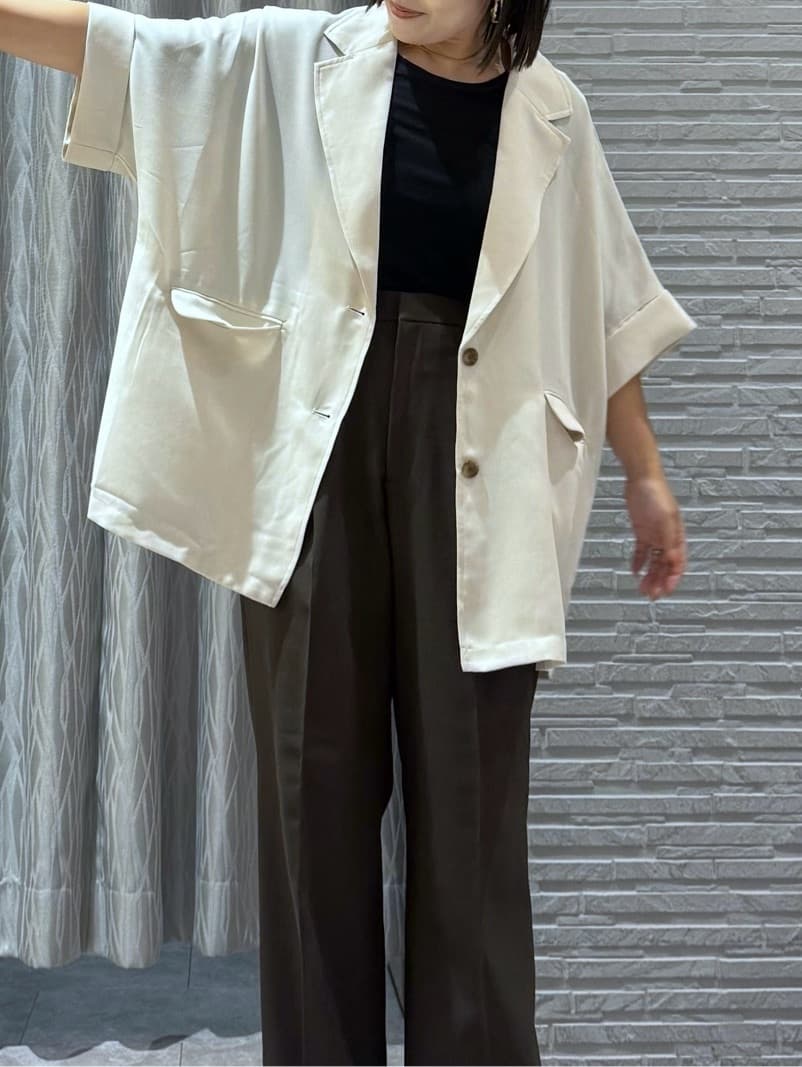 chさんの「THE SHOP TK｜ドルマン半袖ジャケット【洗える】」を使ったコーディネート
