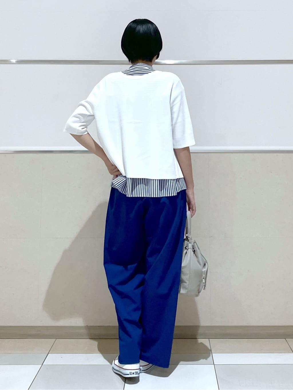 eriko さんの「Dessin｜【洗える】ストライプ柄ギャザーブラウス」を使ったコーディネート