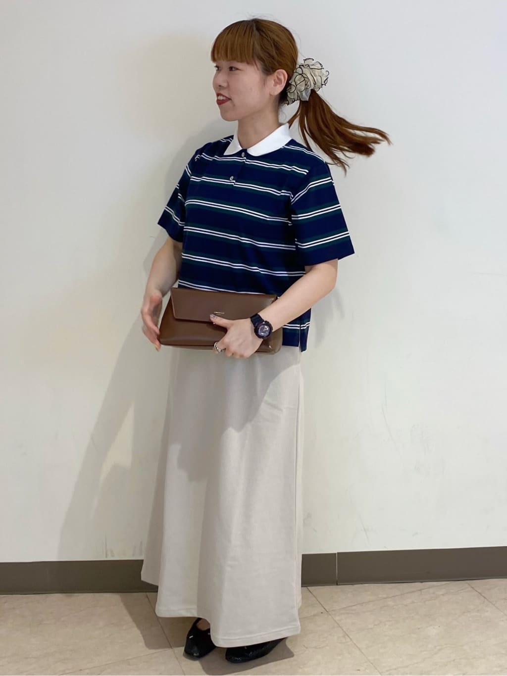 mayuさんの「OPAQUE.CLIP｜カラーボーダーポロカットソー【洗濯機洗い可】」を使ったコーディネート