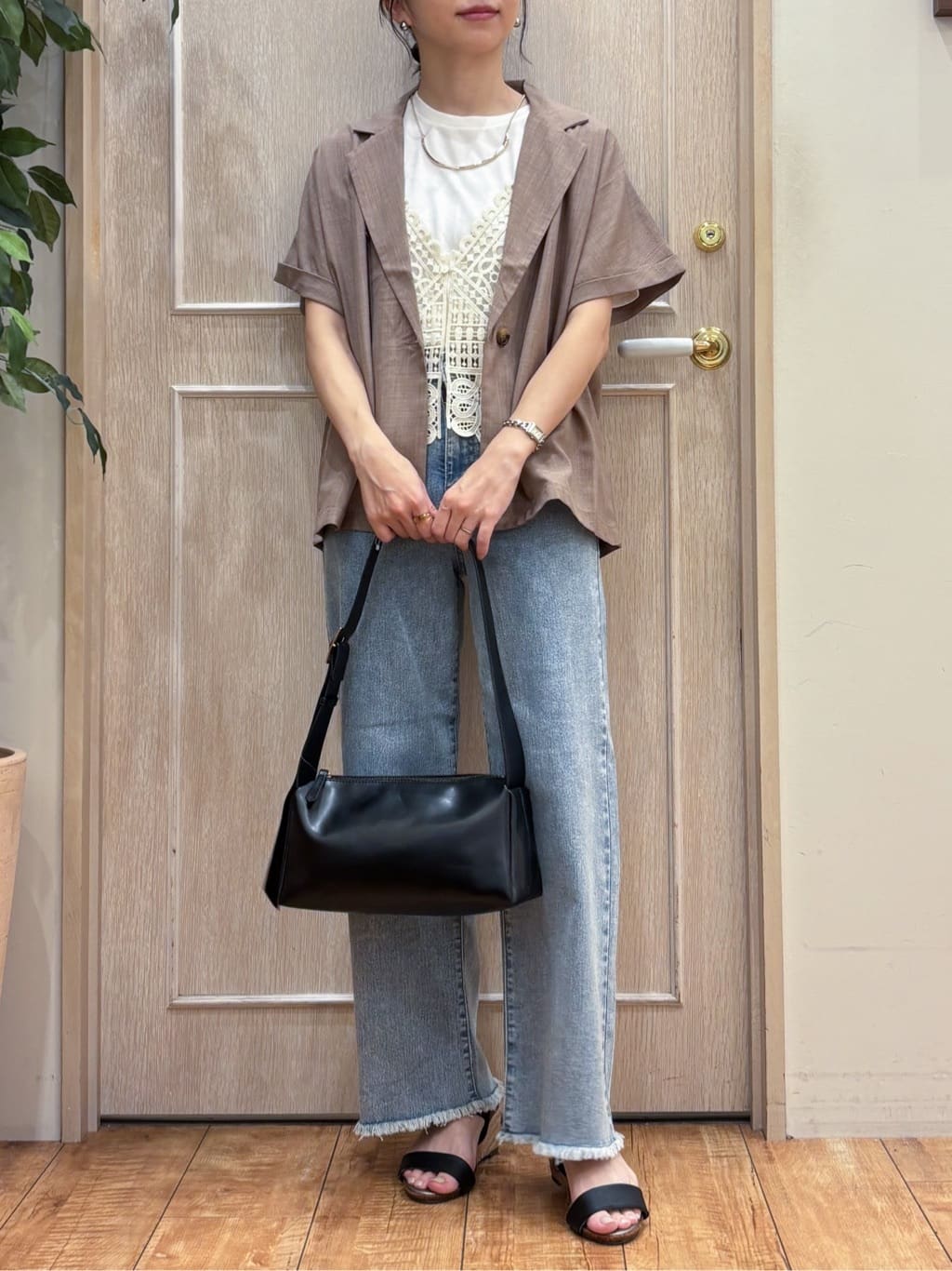 なみさんの「SHOO･LA･RUE｜【S-LL】さらりと着たい大人のための 麻調半袖ジャケット」を使ったコーディネート
