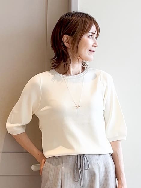 yamakoさんの「grove｜ひんやり多機能・やわらかドライタッチ五分袖プルオーバー」を使ったコーディネート