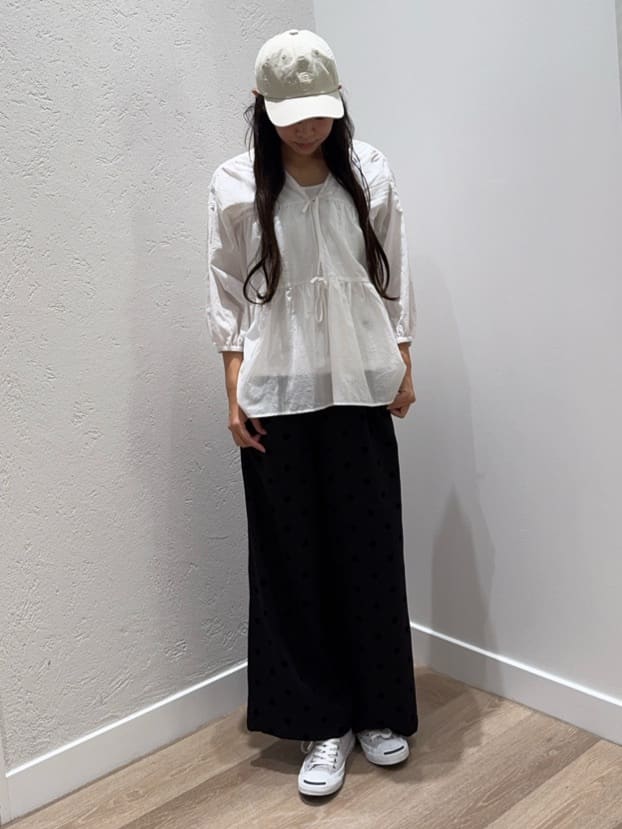 NOZOMIさんの「Dessin｜【洗える】フロントリボン七分袖ブラウス」を使ったコーディネート