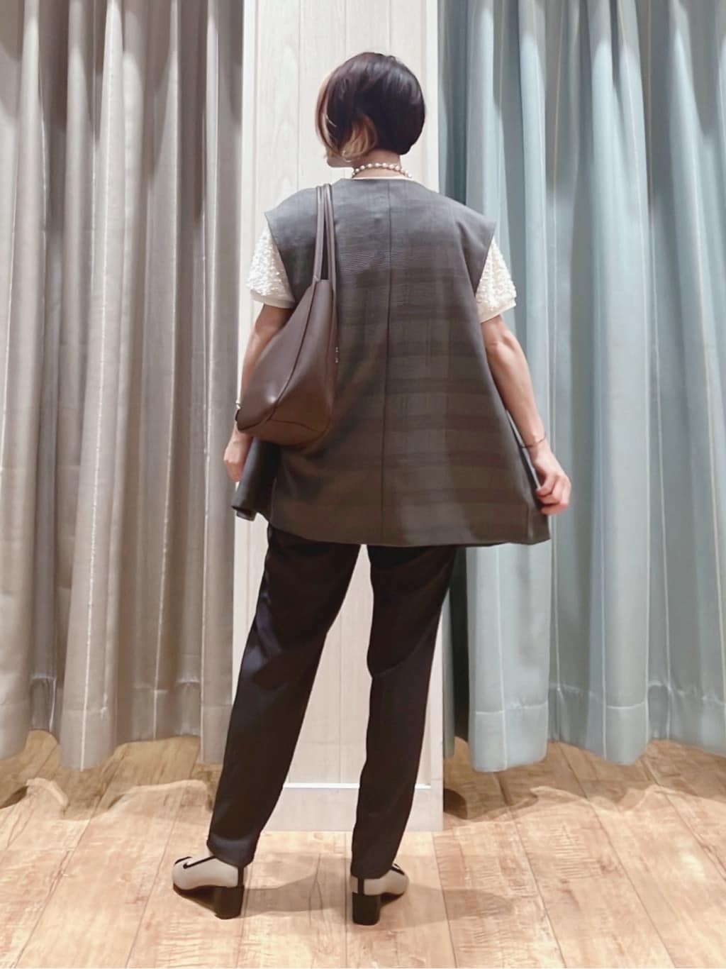 aaamiさんの「SHOO･LA･RUE｜【S-LL】大人も着やすい愛らしさ リボンヤーン半袖トップス」を使ったコーディネート