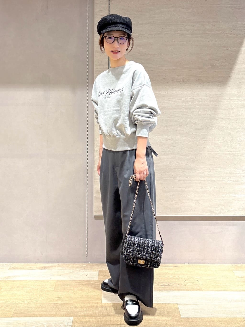 たけねぇさんの「OPAQUE.CLIP｜ベルト付きタックワイドパンツ【洗濯機OK】」を使ったコーディネート