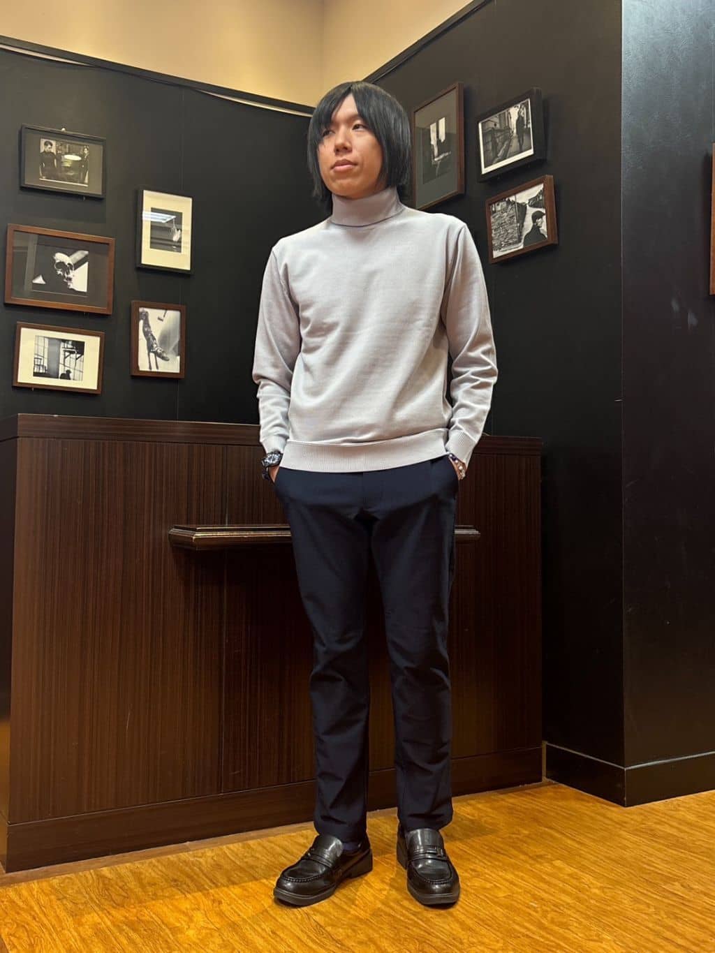 moritaさんの「TAKEO KIKUCHI｜【ウールカシミヤブレンド】ビーバー調 スタンドカラー コート」を使ったコーディネート