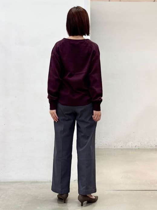 fujiさんの「THE SHOP TK｜【すっきりシルエットが叶う】大人のためのVネックニット/毛玉になりにくい/静電気防止/洗濯機OK」を使ったコーディネート