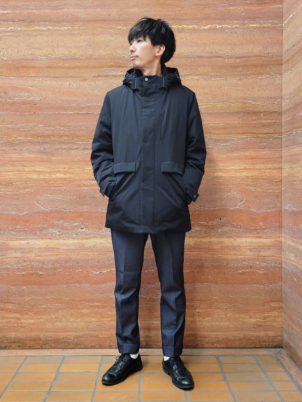 piroyaさんの「TAKEO KIKUCHI｜【None Of Stress】ストレッチ ダウンブルゾン」を使ったコーディネート