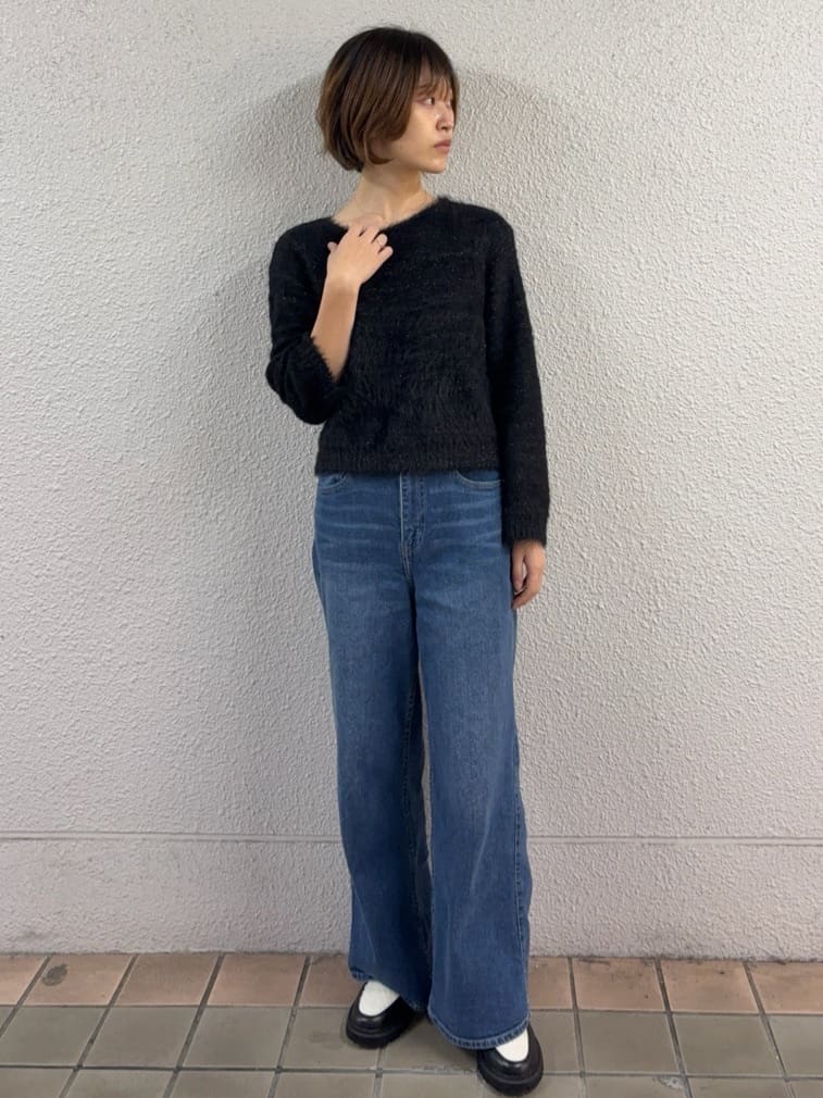 risaさんの「OPAQUE.CLIP｜ラメシャギーニット【洗濯機OK】」を使ったコーディネート