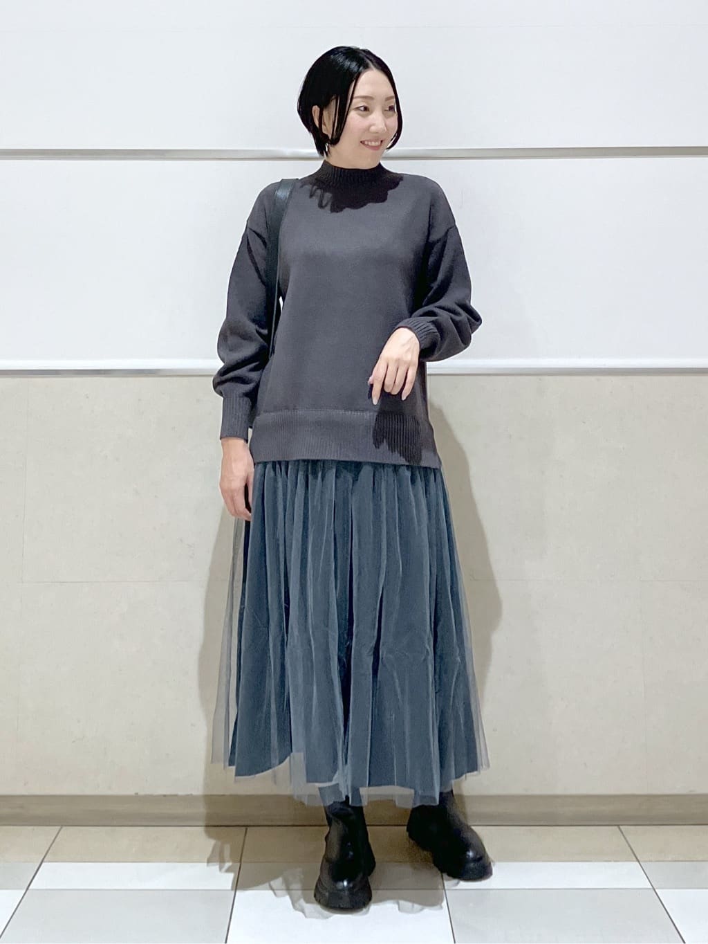 eriko さんの「Dessin｜【洗える】ニットチュールドッキングワンピース」を使ったコーディネート