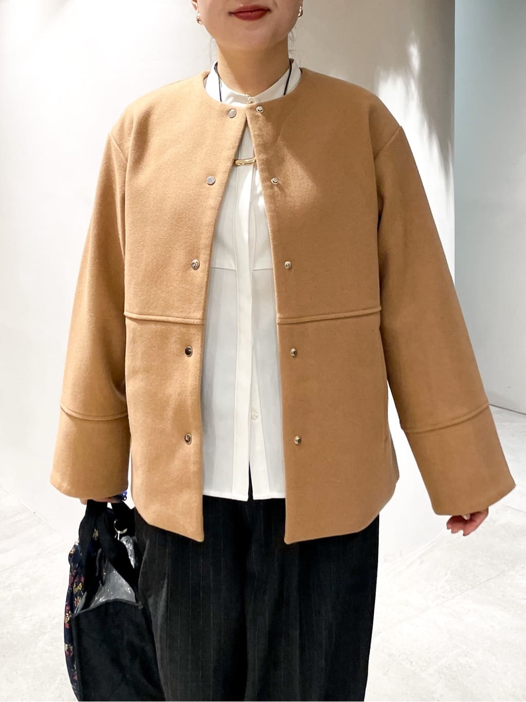 かりんさんの「OPAQUE.CLIP｜ウールライクメルトンノーカラーコート【洗濯機洗い可】」を使ったコーディネート