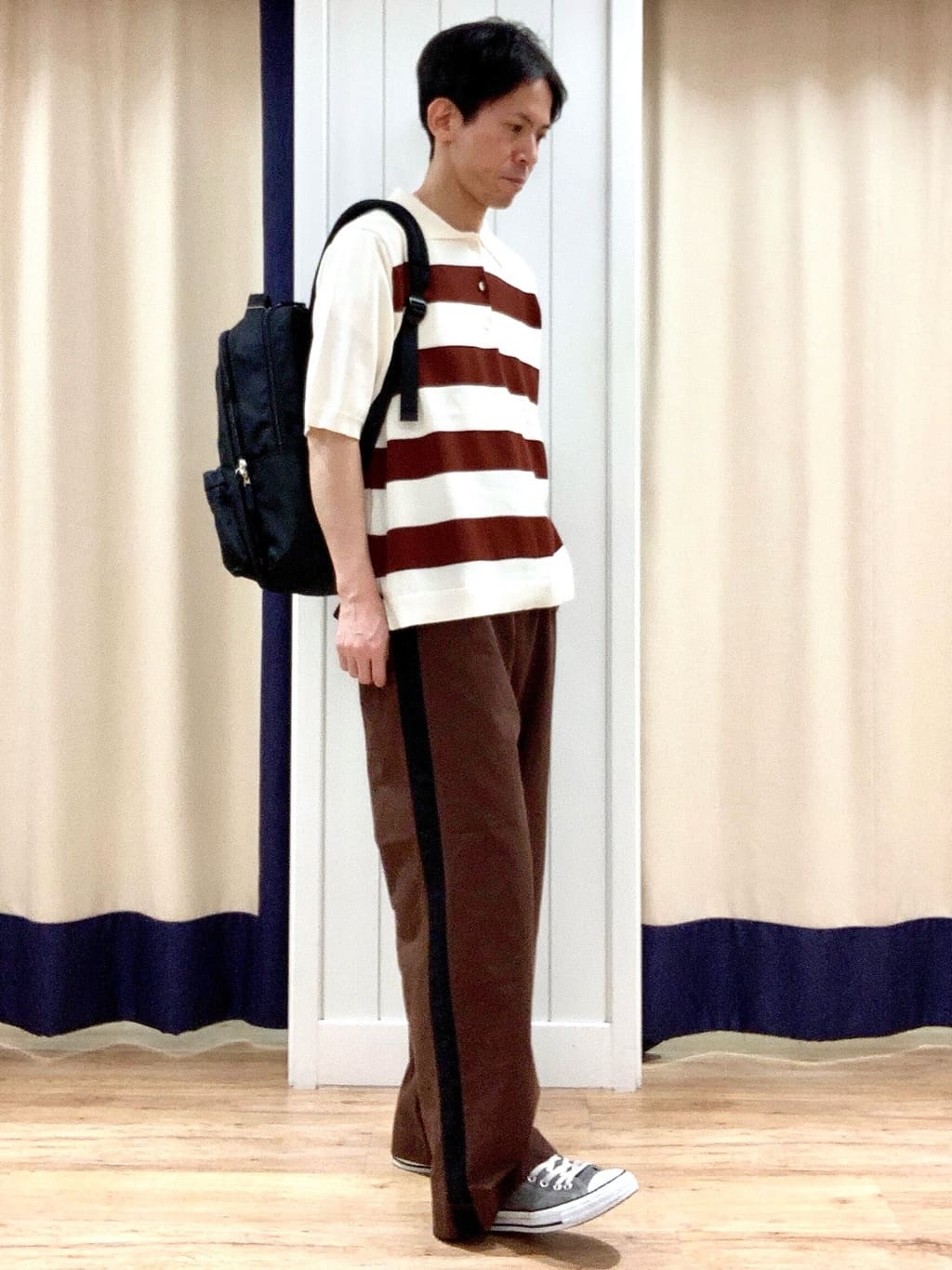 Takaさんの「Dessin｜【ユニセックス/洗える】ボーダーニットポロシャツ」を使ったコーディネート