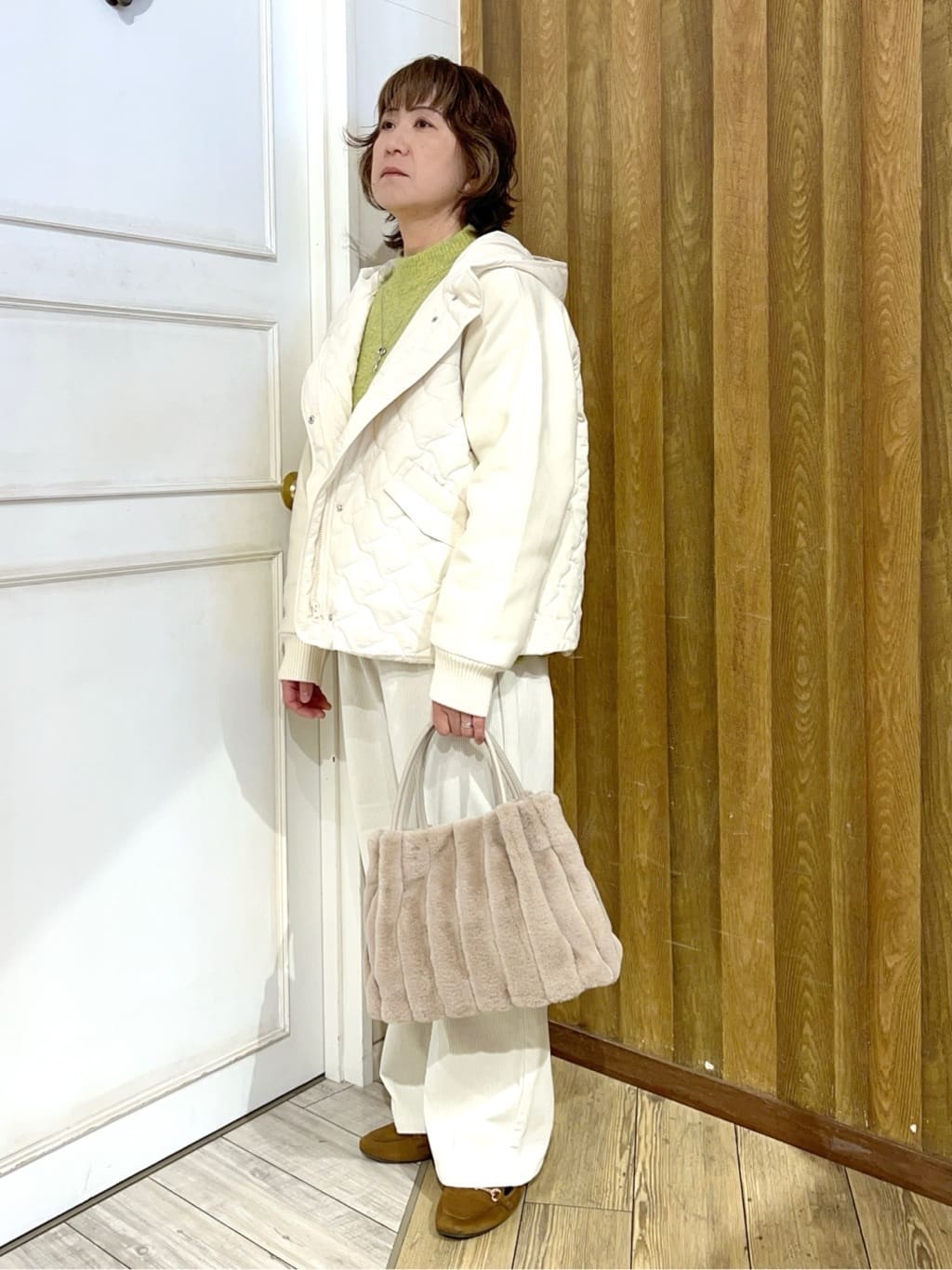 yuriyuriさんの「SHOO･LA･RUE｜【高レビュー/2WAY】きれい見えで上品な ストライプファートートバッグ」を使ったコーディネート